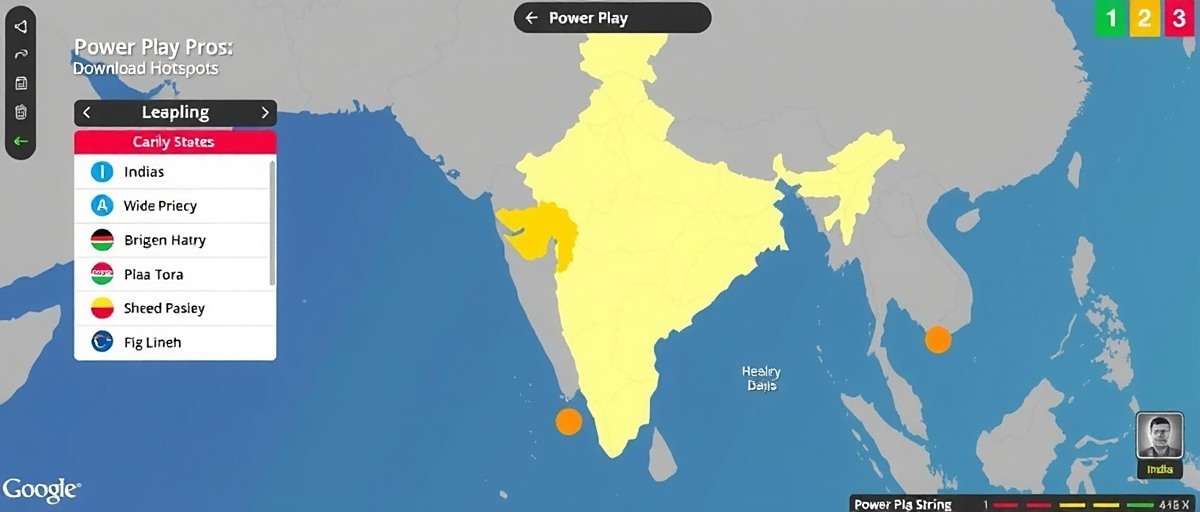 Power Play Pros Download Distribution in India India map highlighting Power Play Pros download hotspots across different states